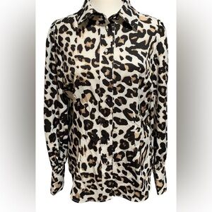 Boston Proper Leopard Print Button Down Top